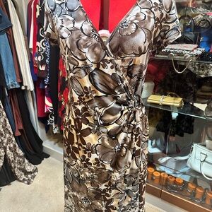 Connected Apparel Multicolored Sheath Dress with Flutter Cap Sleeves